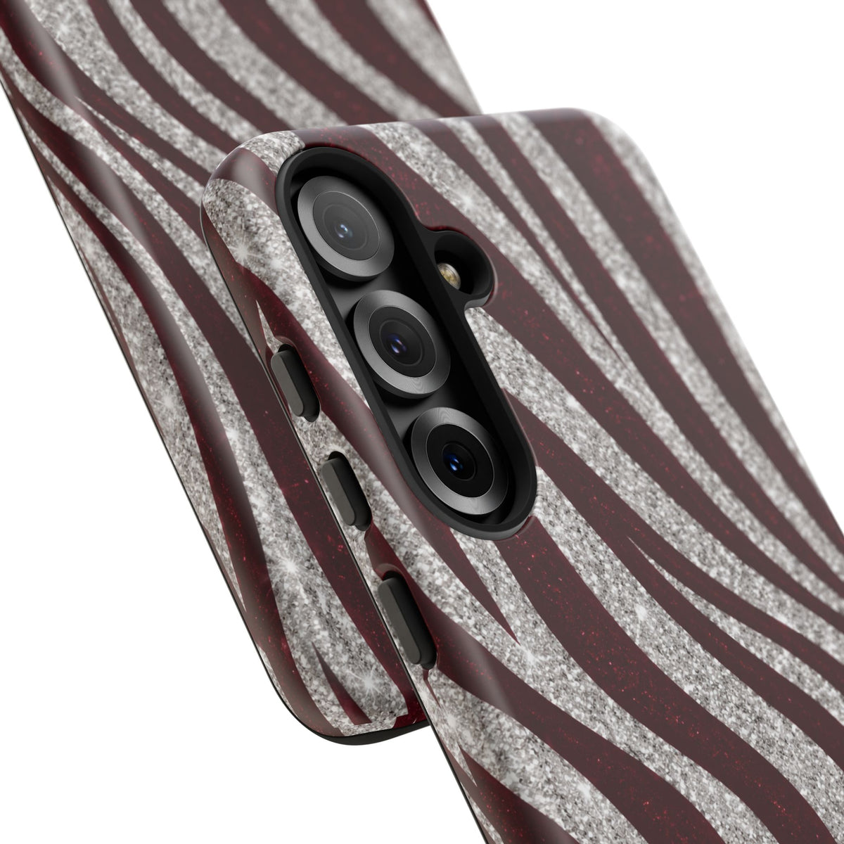 Burgundy Zebra Glitter Tough Case