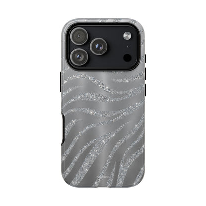 Silver Glitter Zebra Tough Case