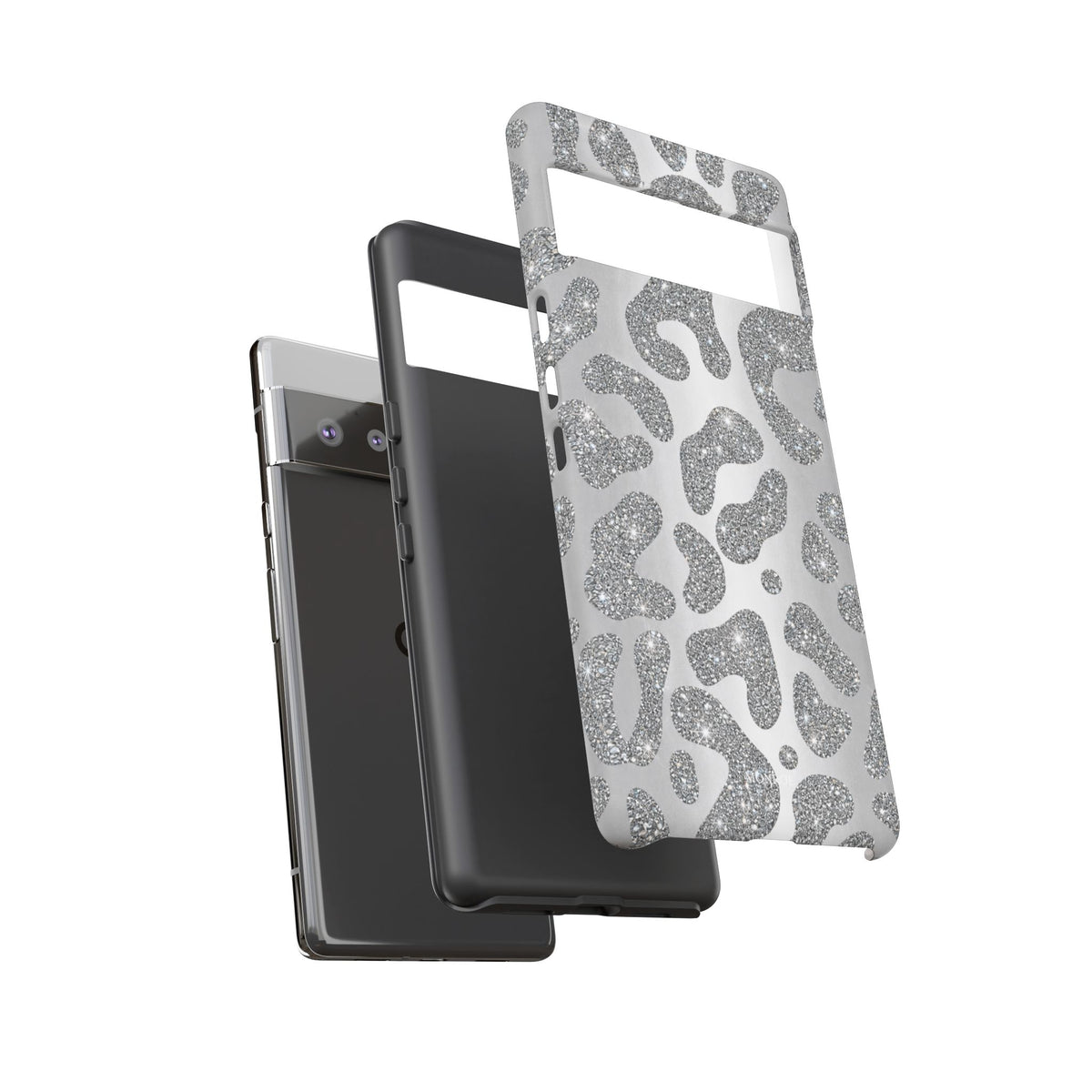 Silver Glitter Leopard Tough Case