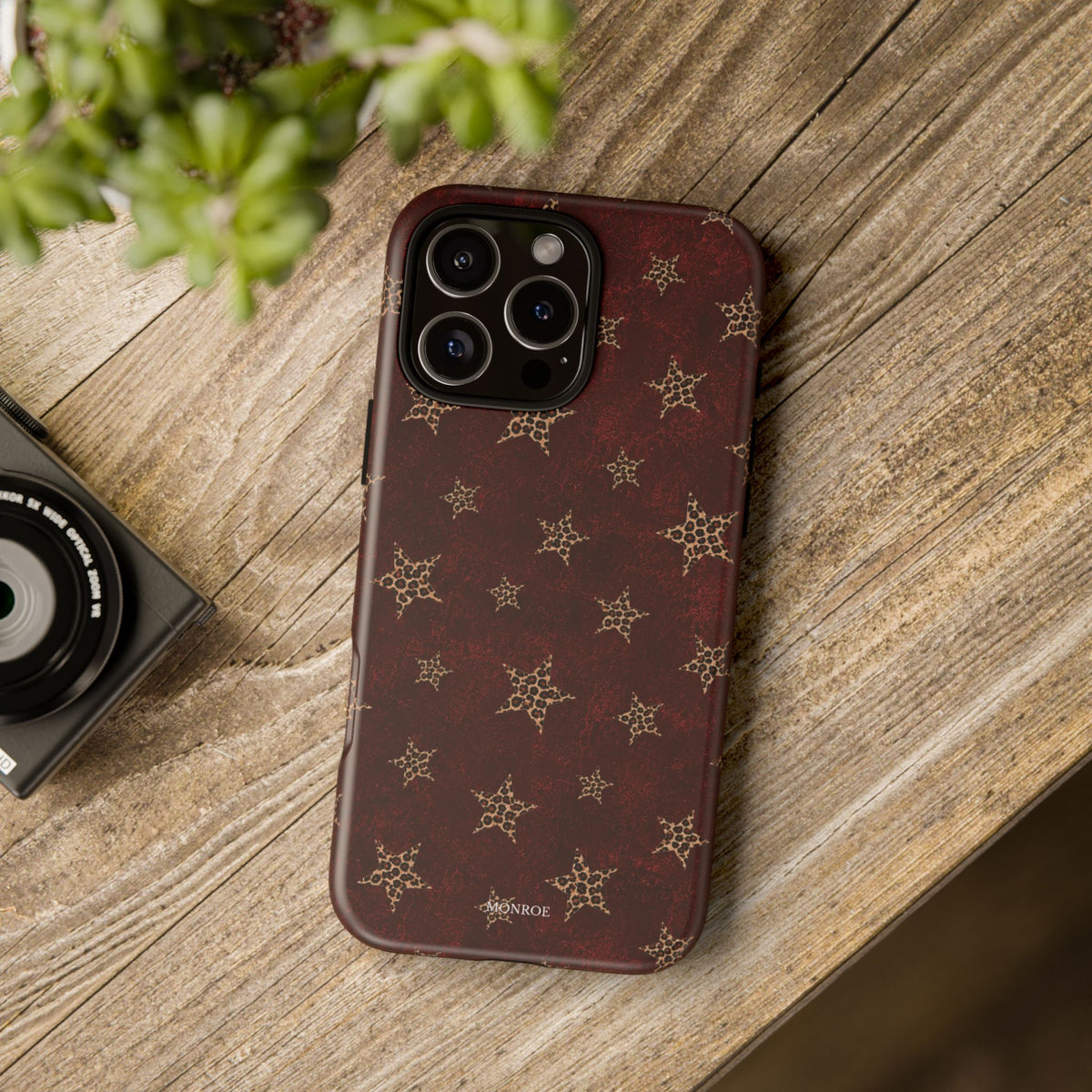 Burgundy Leopard Star Tough Case
