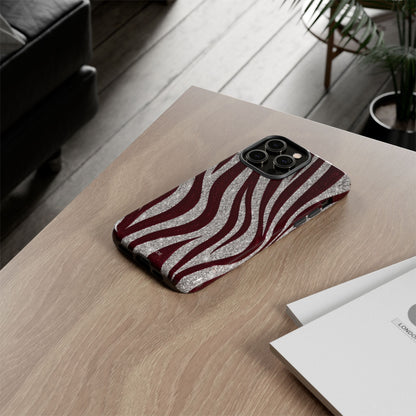 Burgundy Zebra Glitter Tough Case