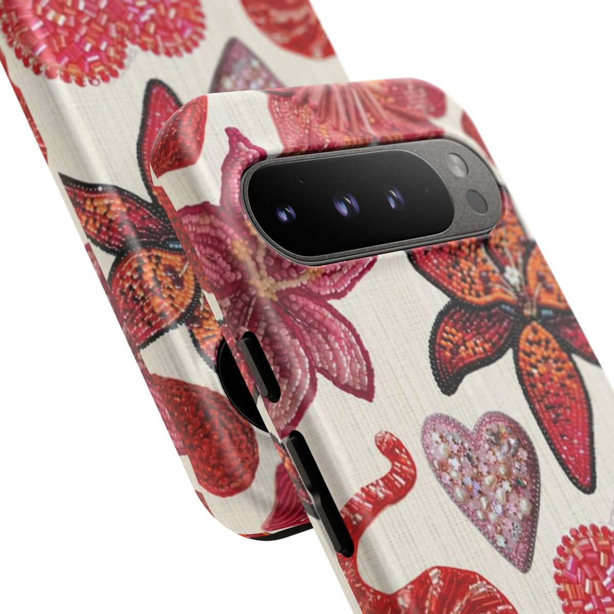 Floral & Heart Pattern Tough Case