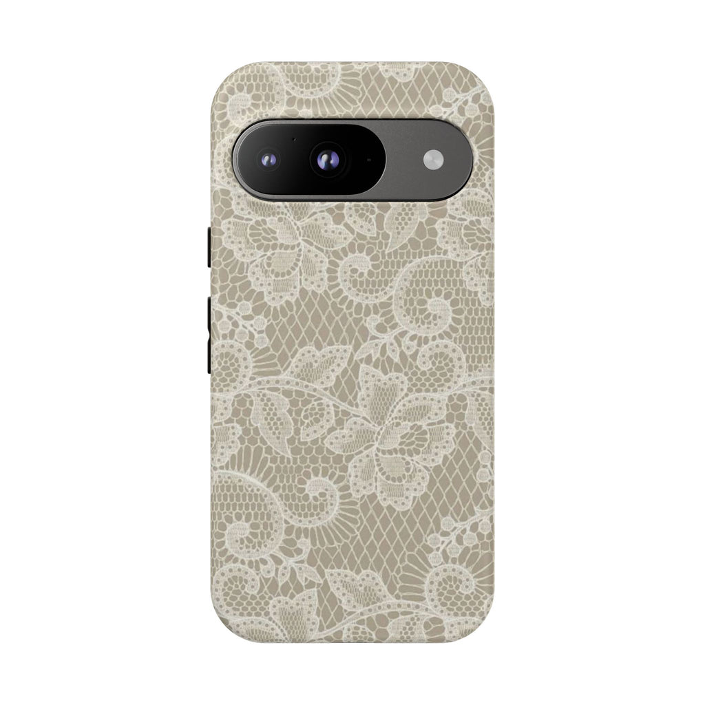 White Lace Pattern Tough Phone Case