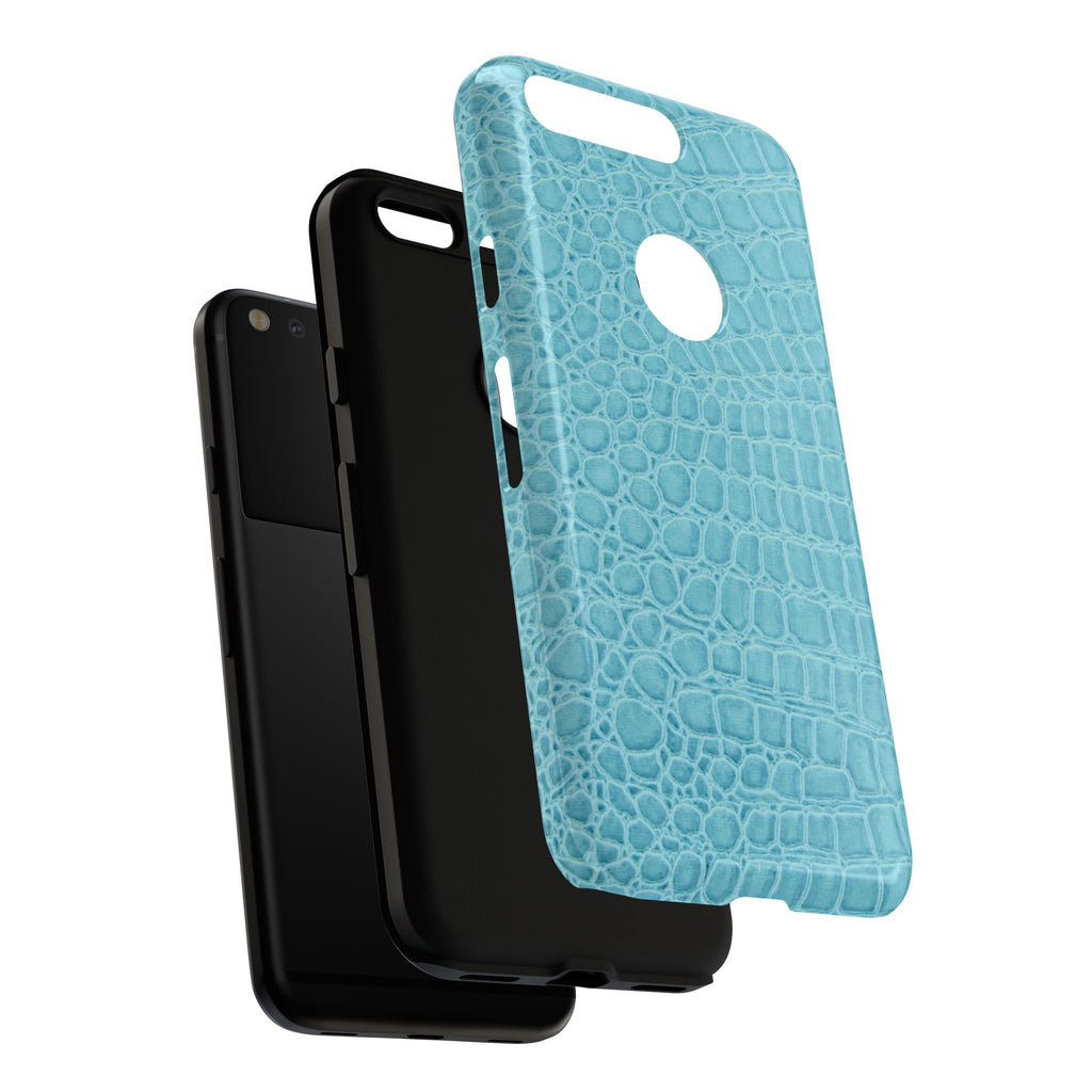 Croc Embossed Turquoise Phone Case