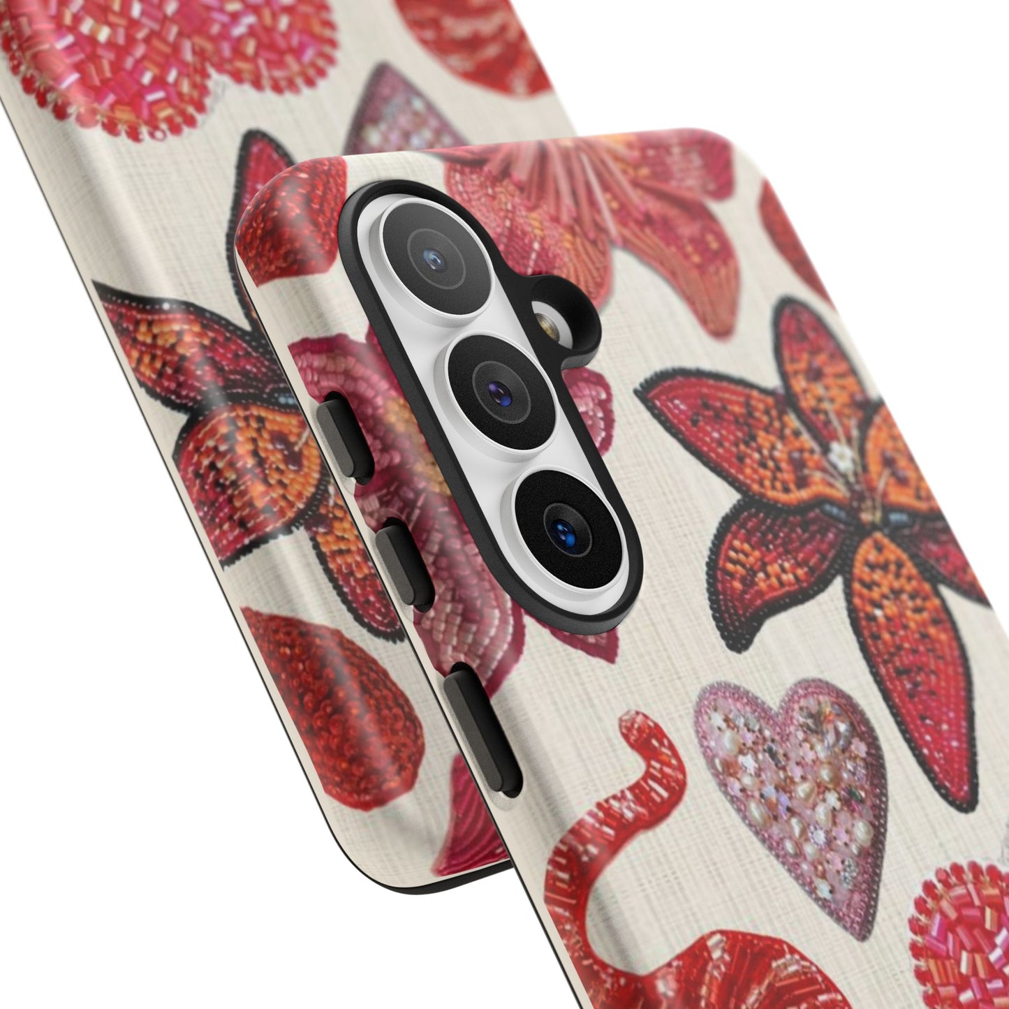 Floral & Heart Pattern Tough Case