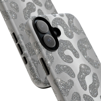 Silver Glitter Leopard Tough Case