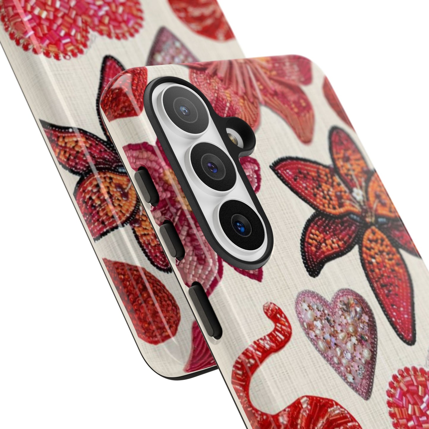 Floral & Heart Pattern Tough Case