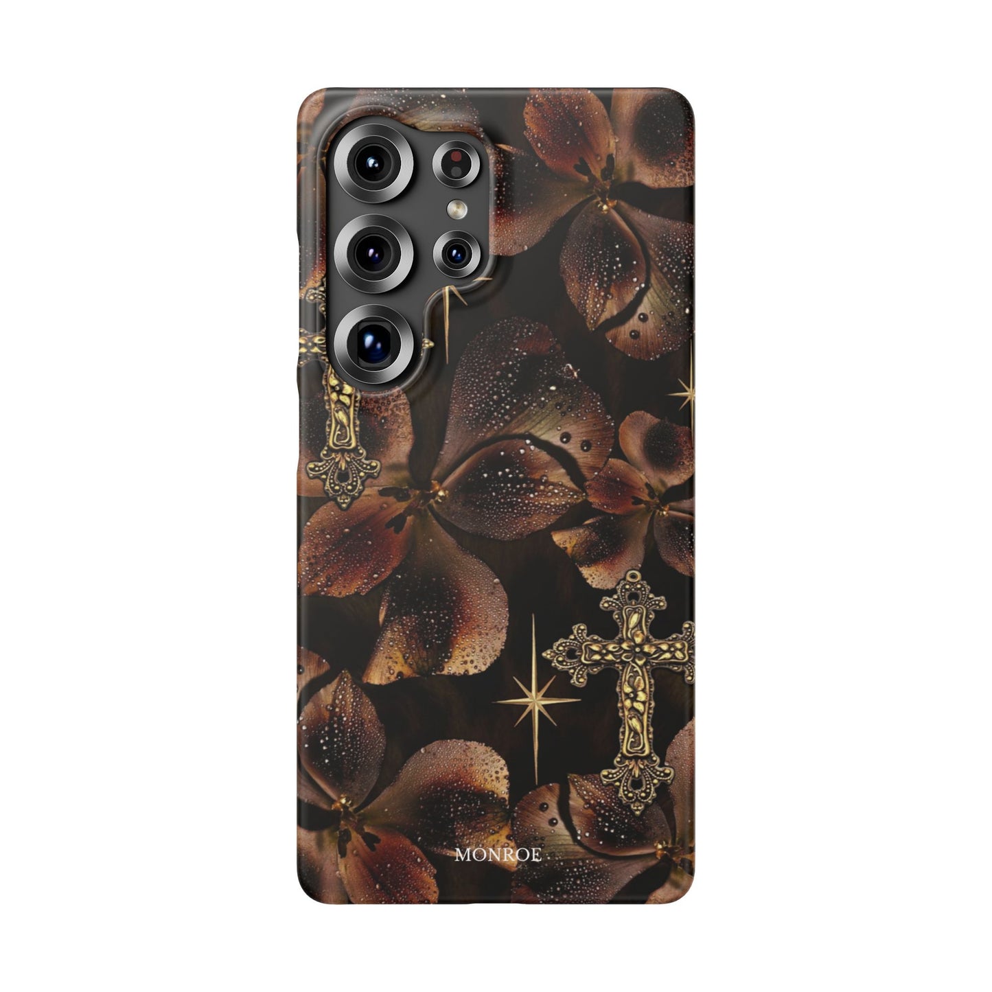 Brown Floral Cross Case