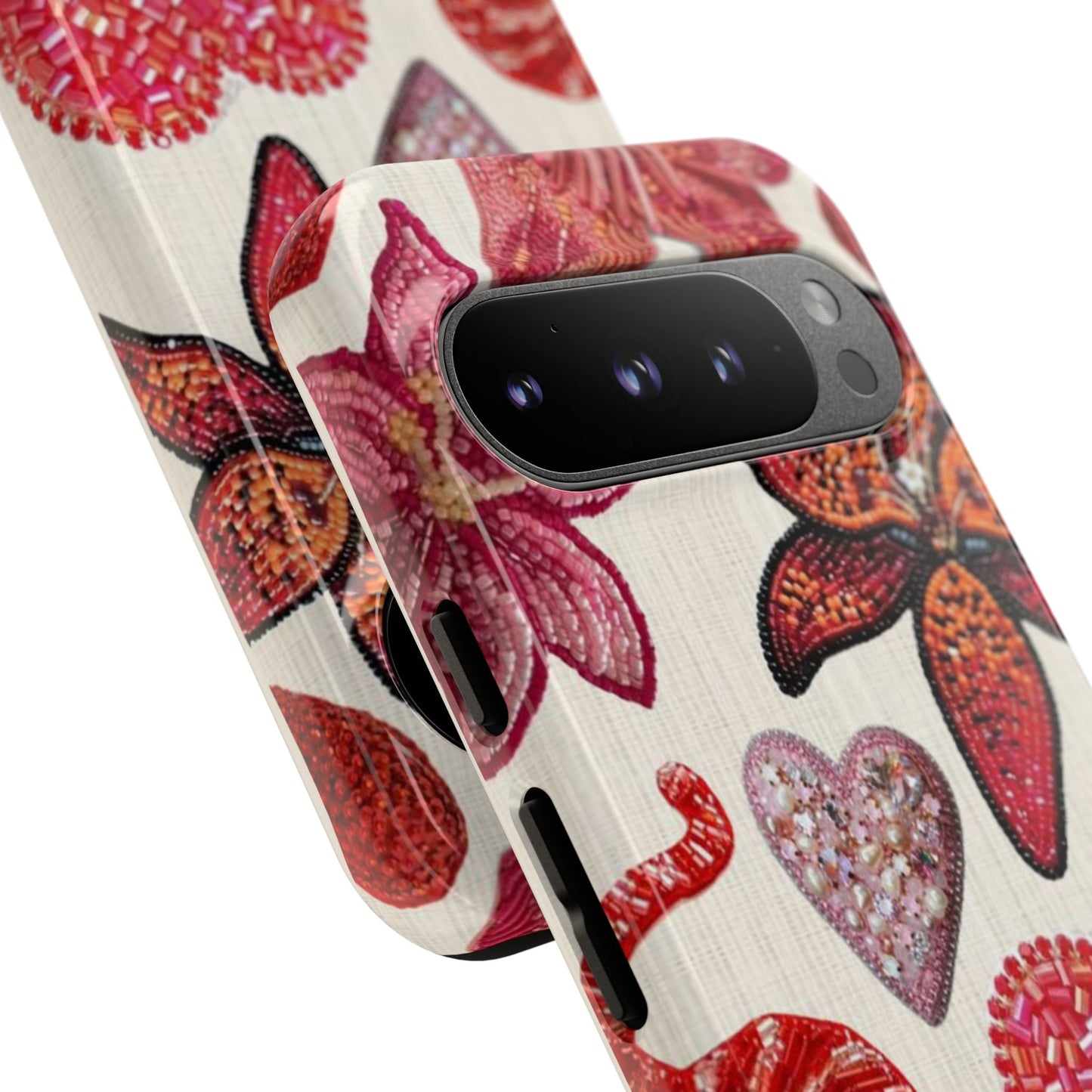 Floral & Heart Pattern Tough Case