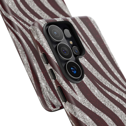 Burgundy Zebra Glitter Tough Case