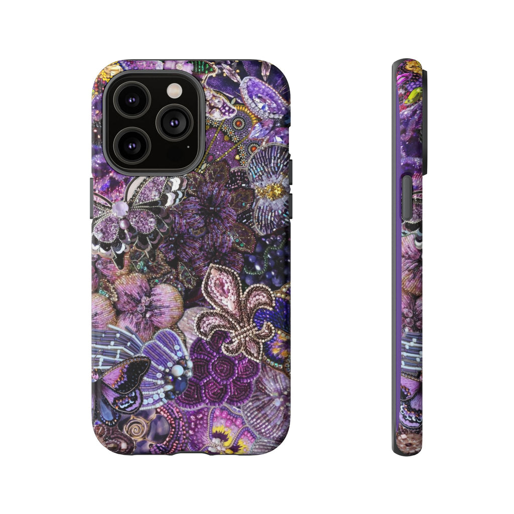 Purple Fleur-de-Lis Floral Tough Phone Case