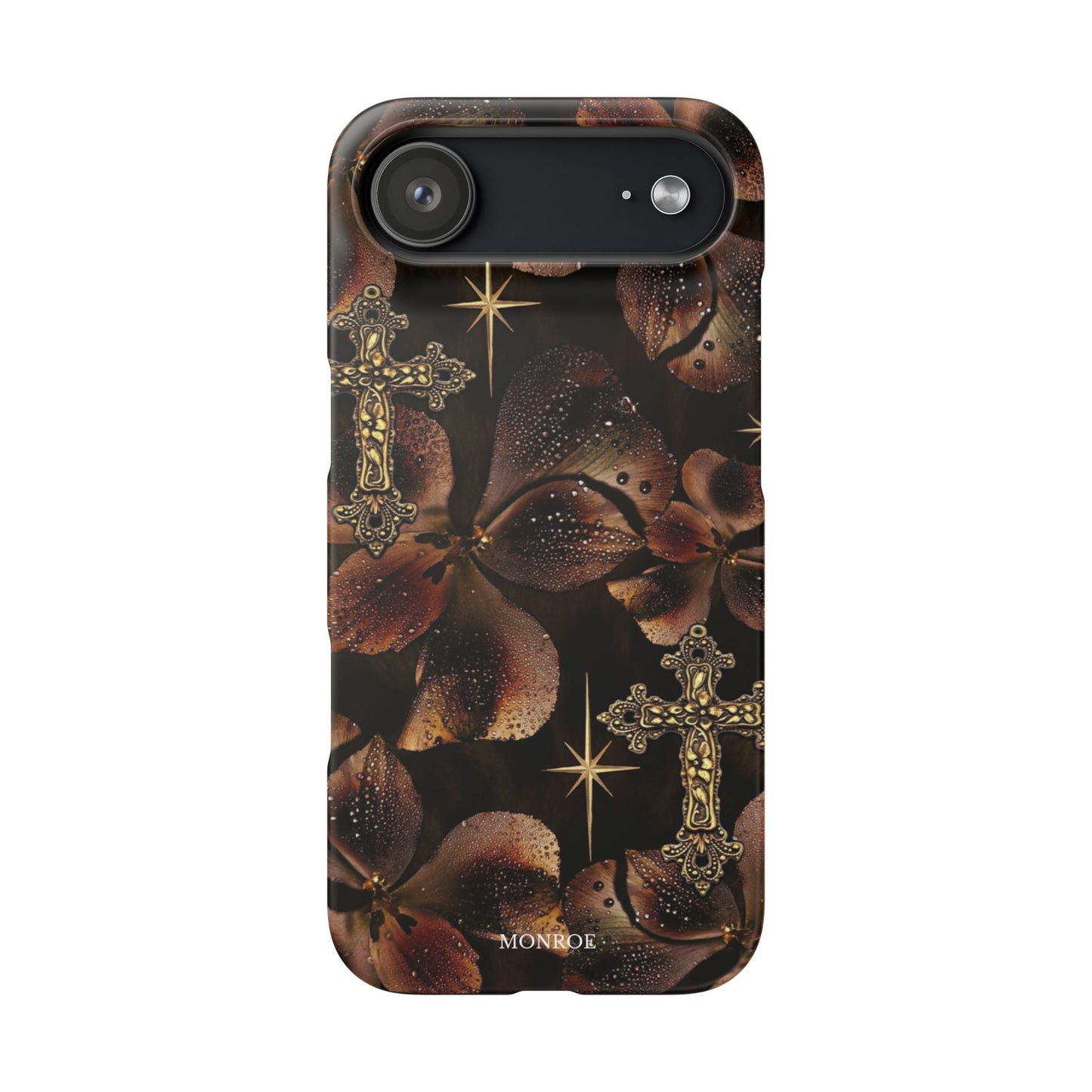 Brown Floral Cross Case