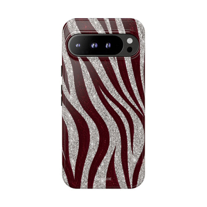 Burgundy Zebra Glitter Tough Case
