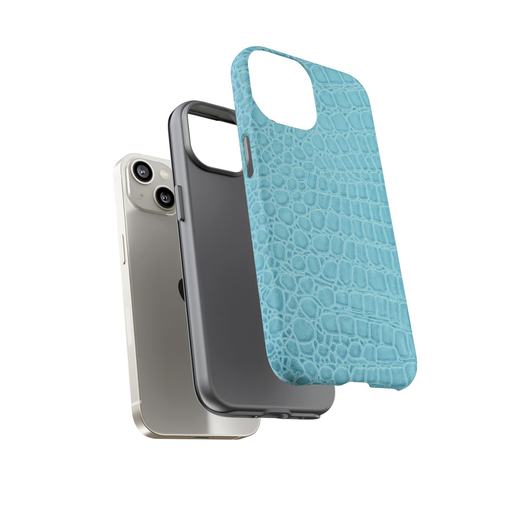 Croc Embossed Turquoise Phone Case