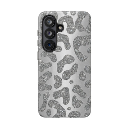 Silver Glitter Leopard Tough Case