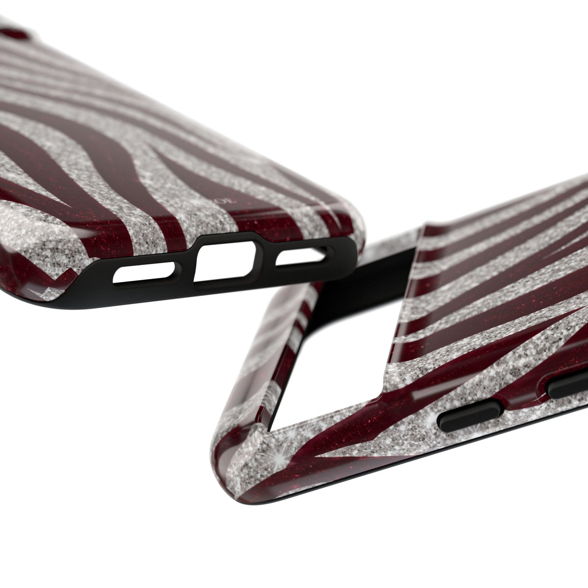 Burgundy Zebra Glitter Tough Case