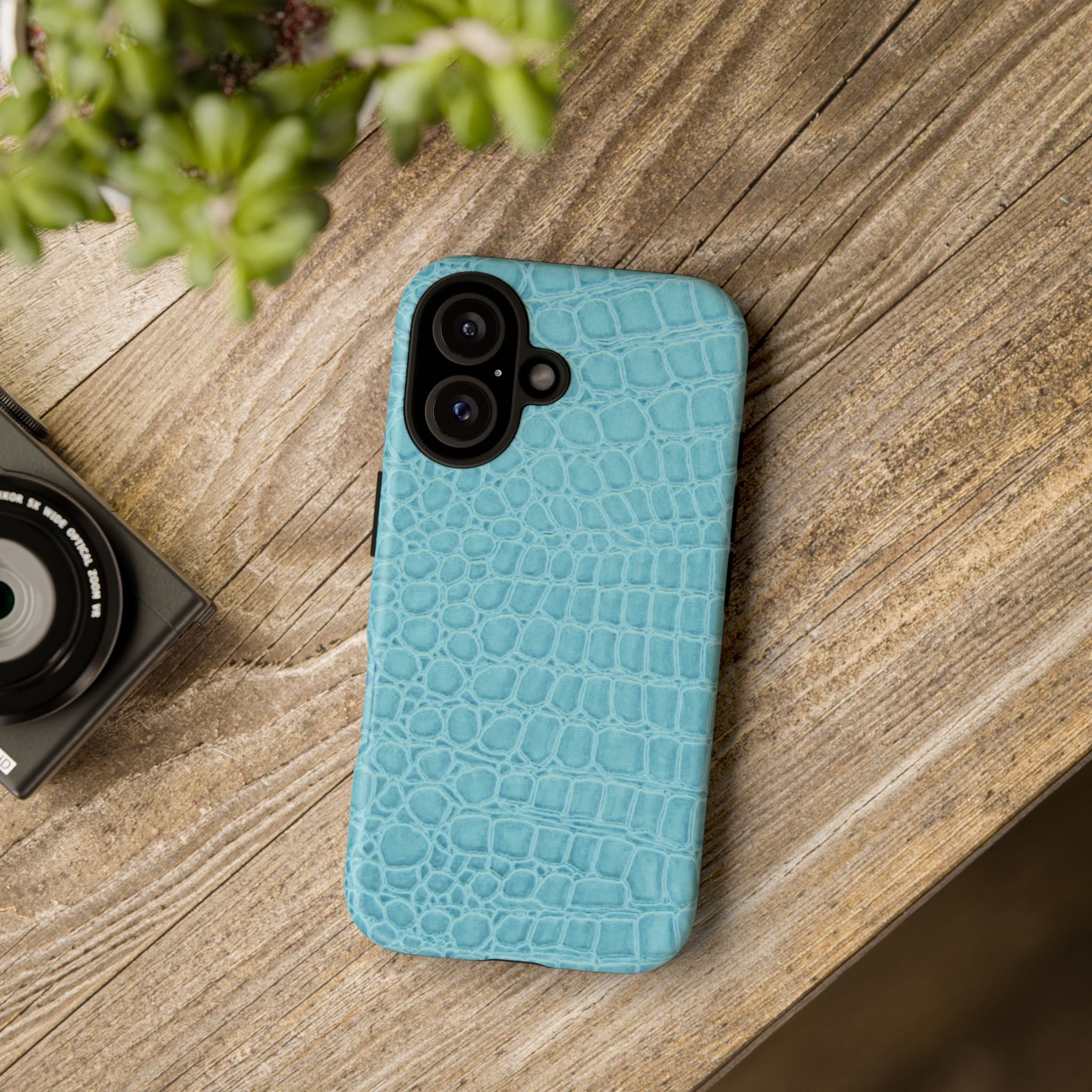Croc Embossed Turquoise Phone Case