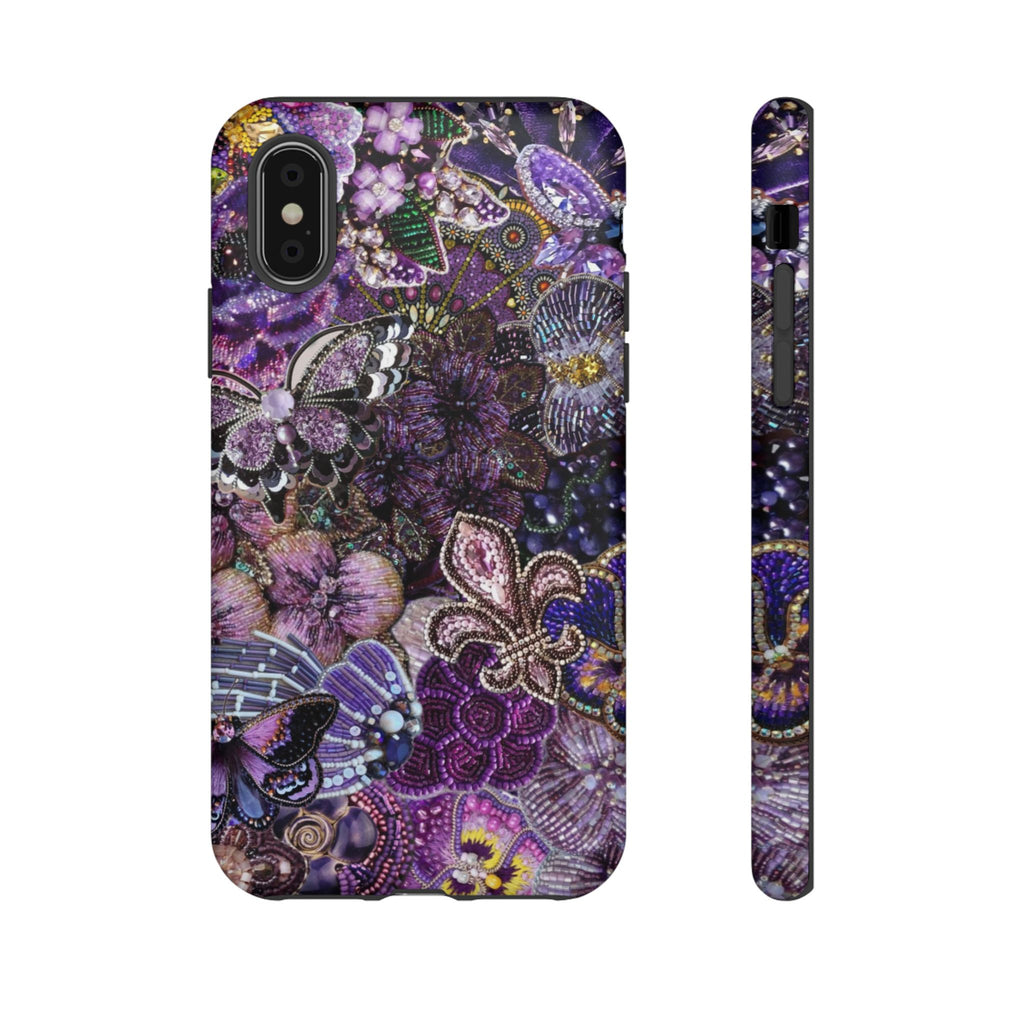 Purple Fleur-de-Lis Floral Tough Phone Case