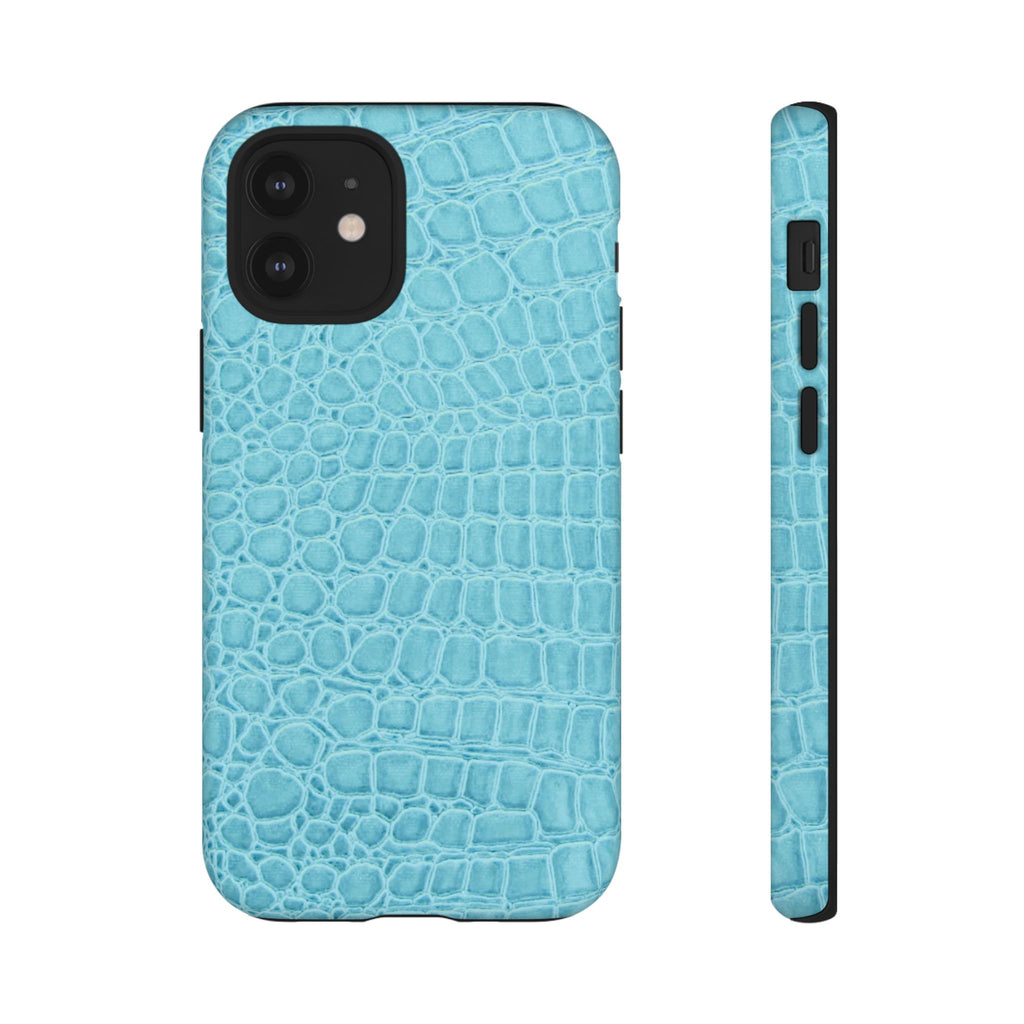Croc Embossed Turquoise Phone Case