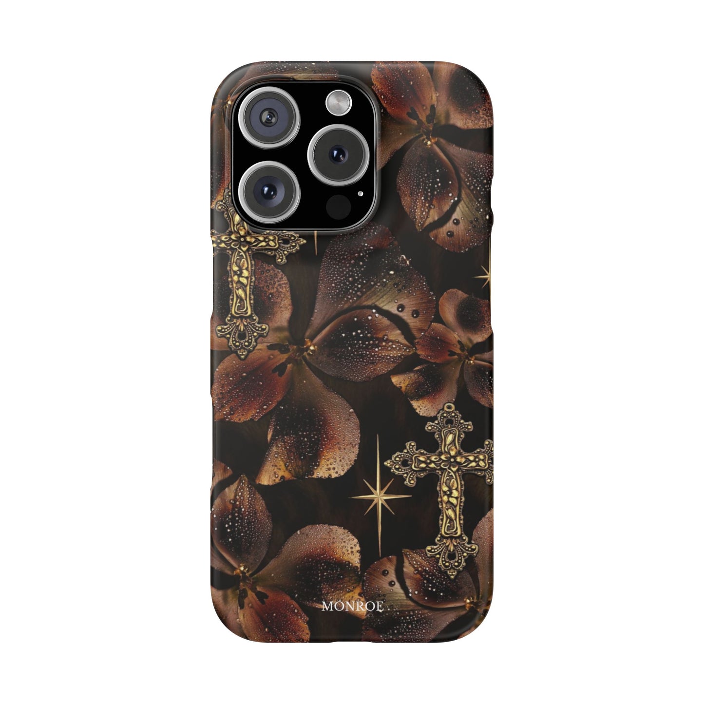 Brown Floral Cross Case