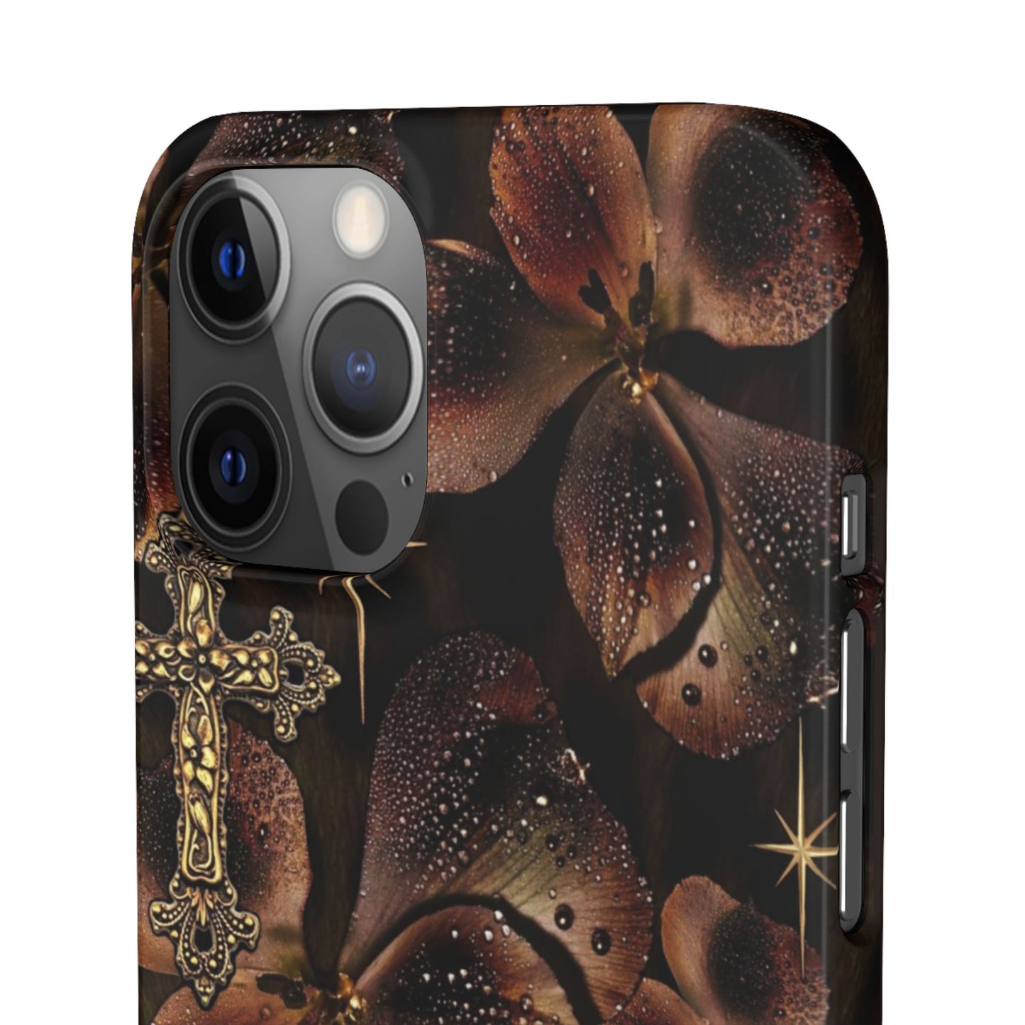 Brown Floral Cross Case