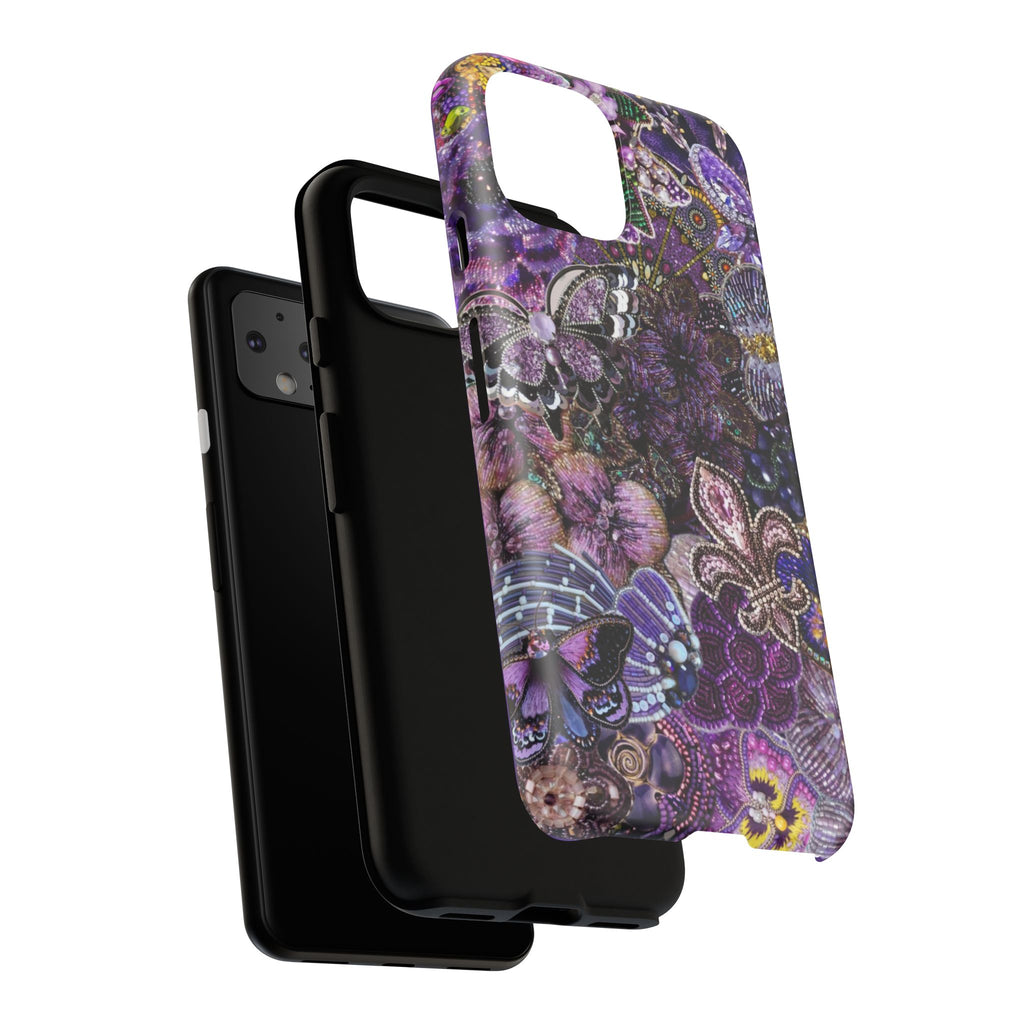 Purple Fleur-de-Lis Floral Tough Phone Case