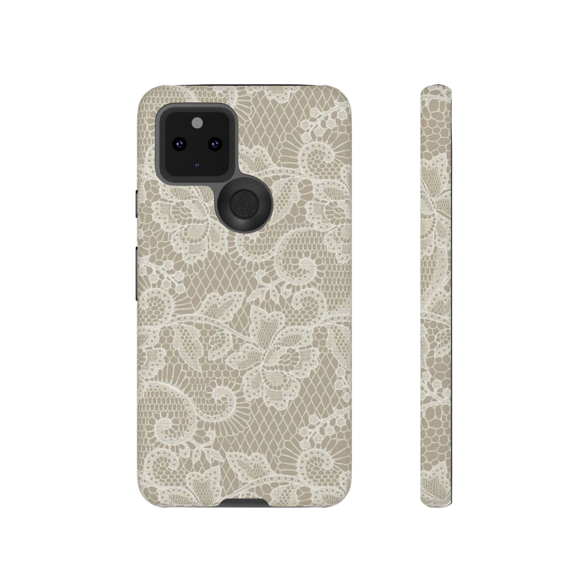 White Lace Pattern Tough Phone Case