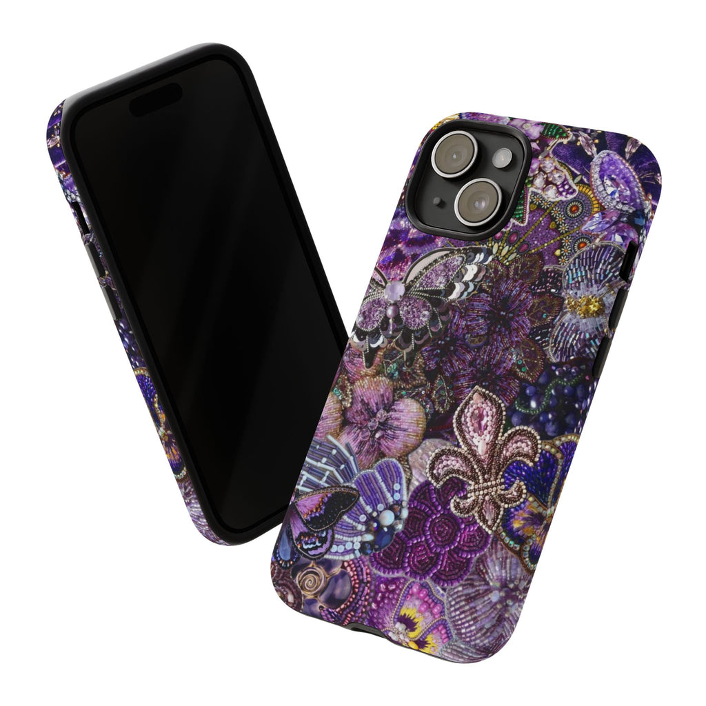 Purple Fleur-de-Lis Floral Tough Phone Case
