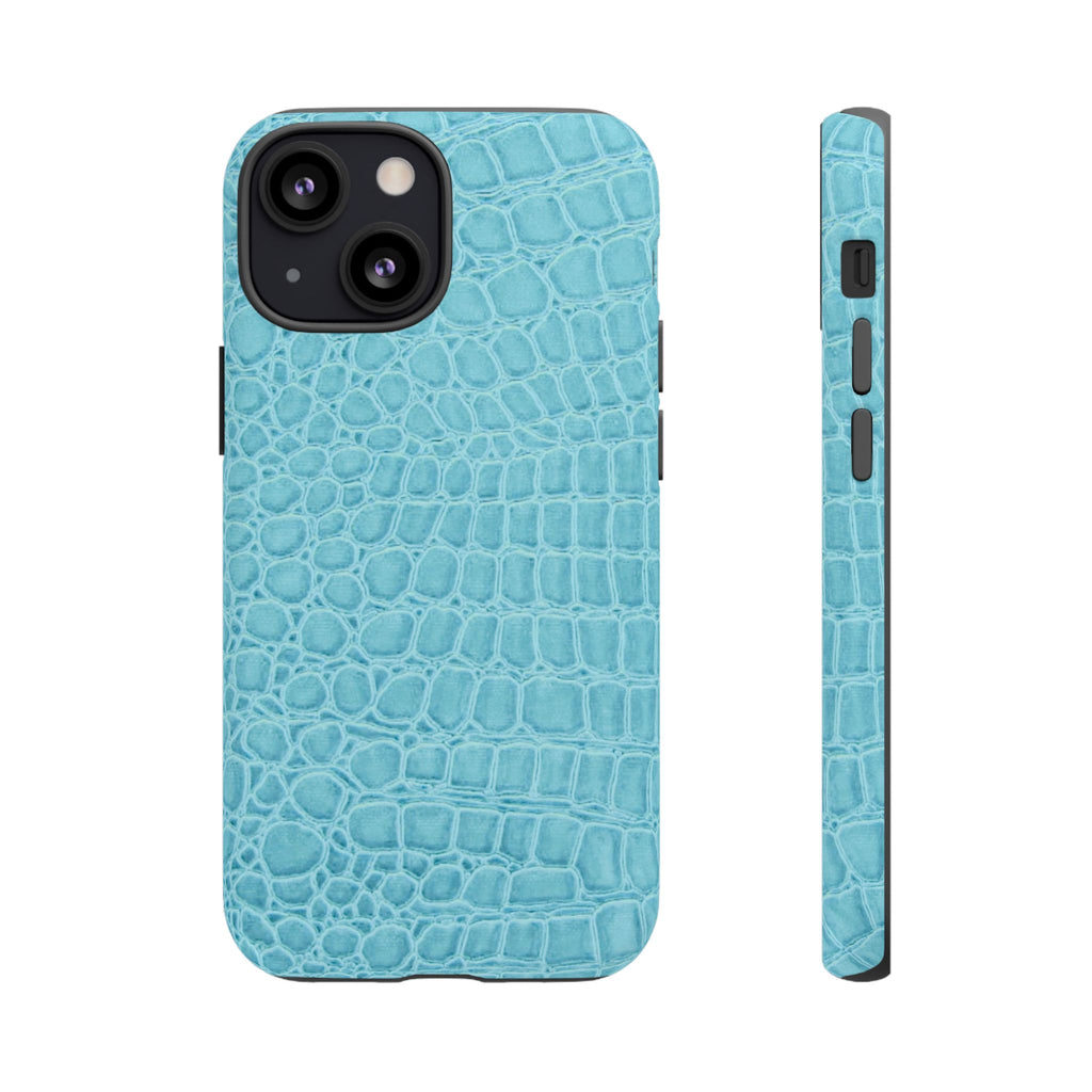 Croc Embossed Turquoise Phone Case