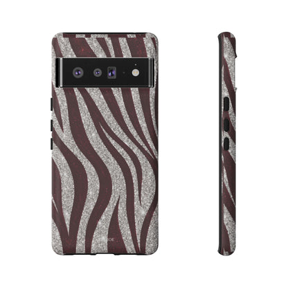 Burgundy Zebra Glitter Tough Case