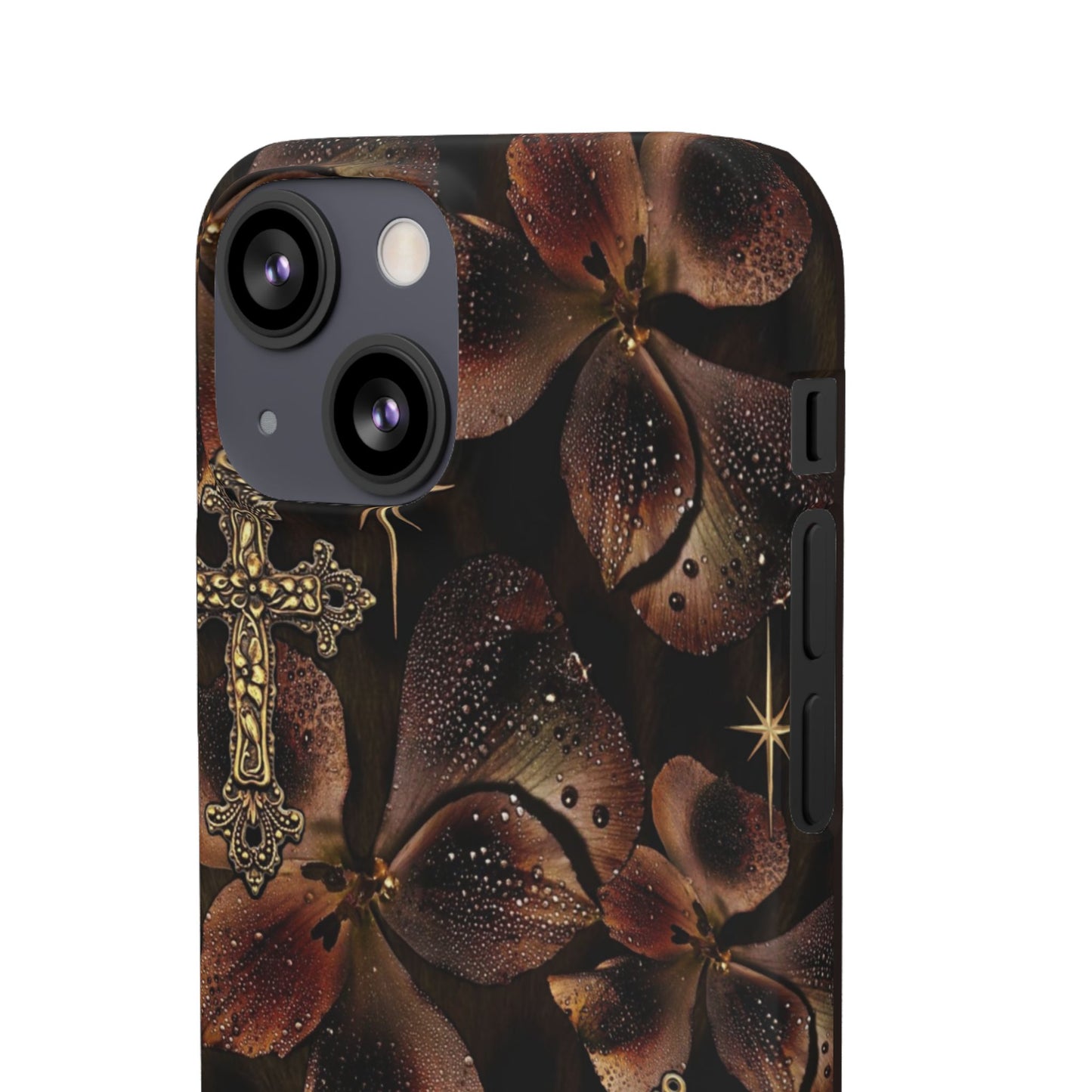 Brown Floral Cross Case