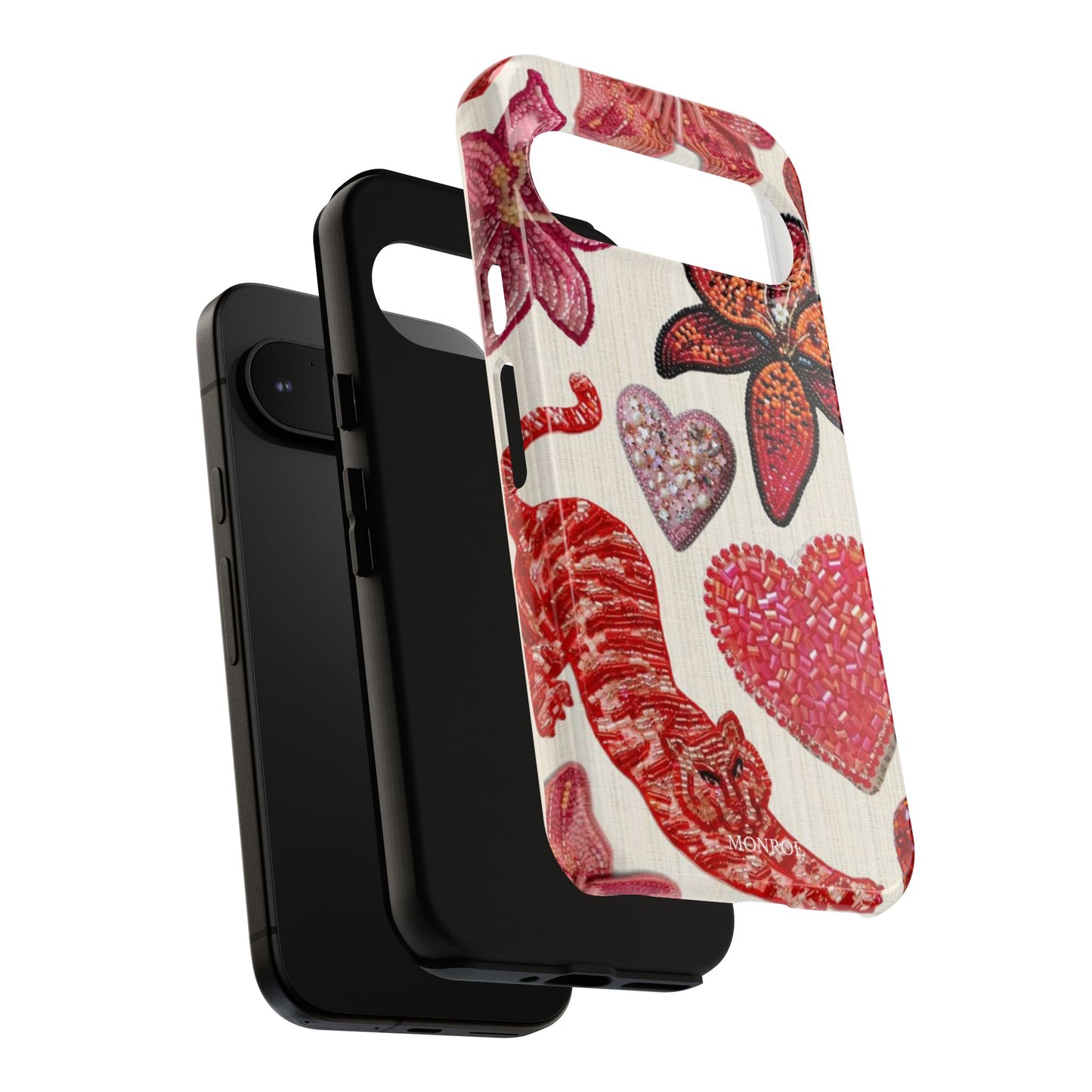 Floral & Heart Pattern Tough Case