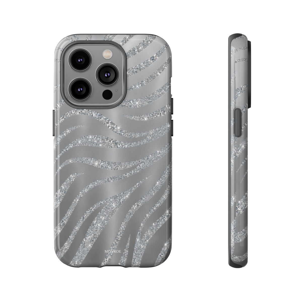 Silver Glitter Zebra Tough Case
