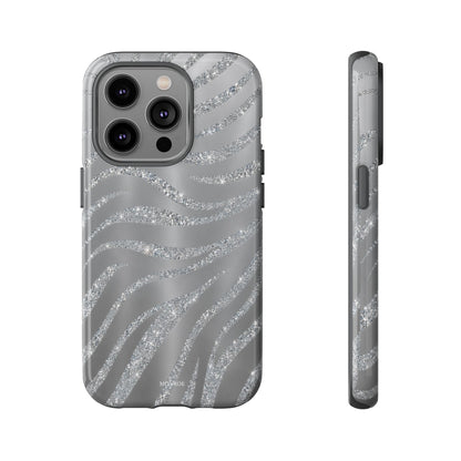 Silver Glitter Zebra Tough Case