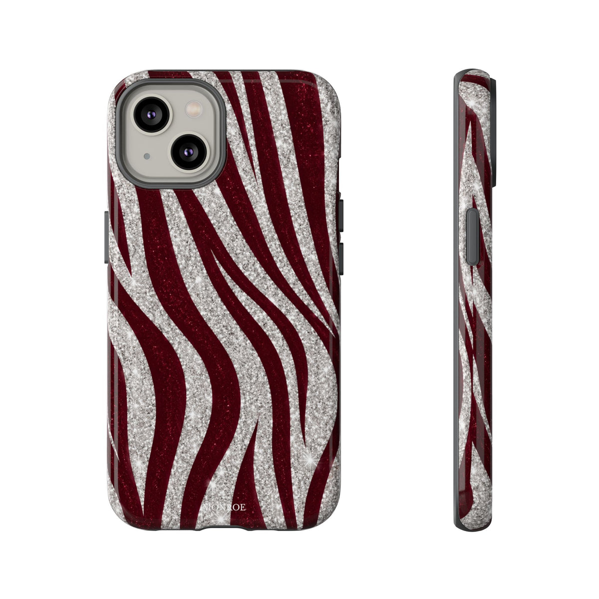 Burgundy Zebra Glitter Tough Case
