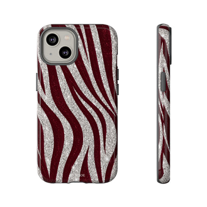 Burgundy Zebra Glitter Tough Case