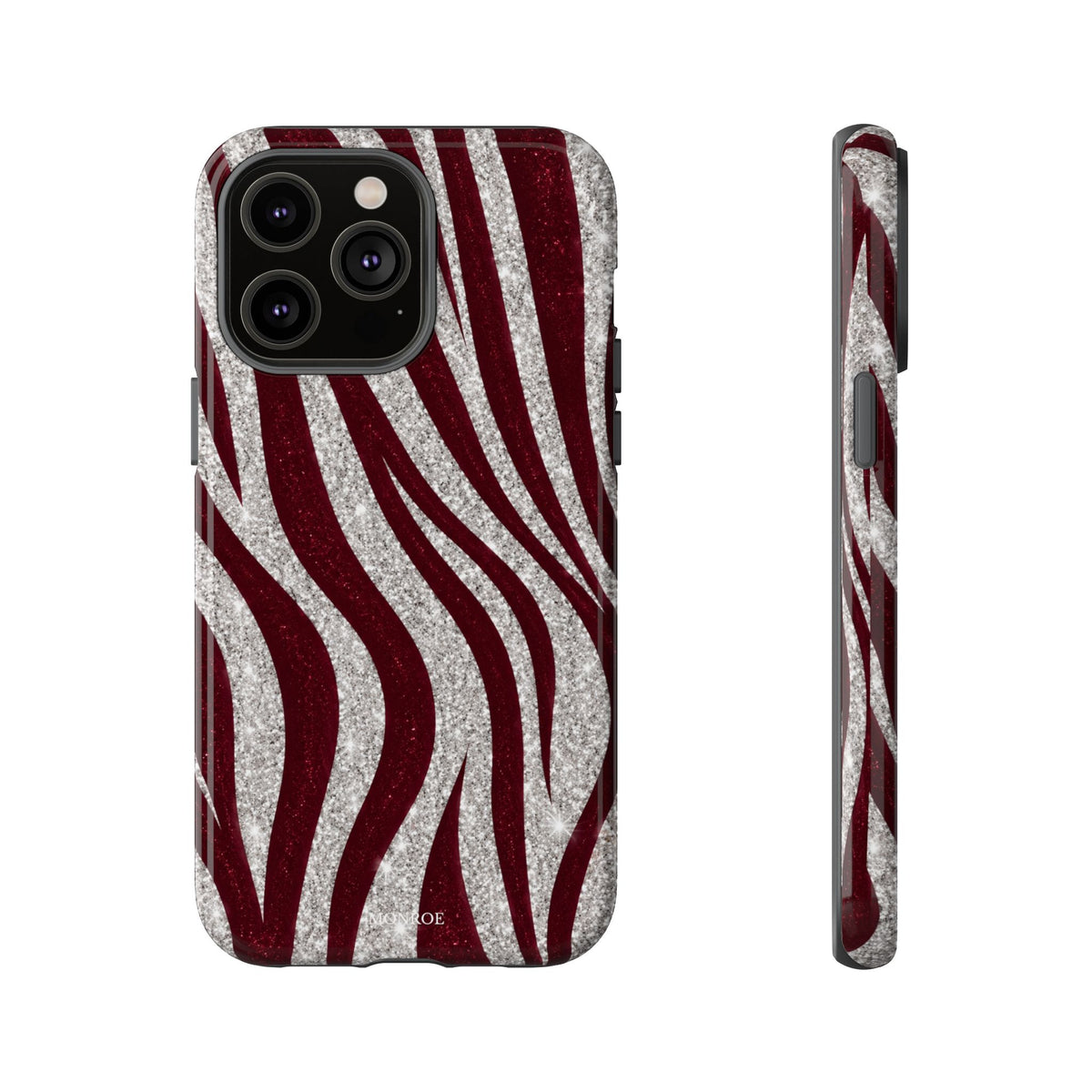 Burgundy Zebra Glitter Tough Case