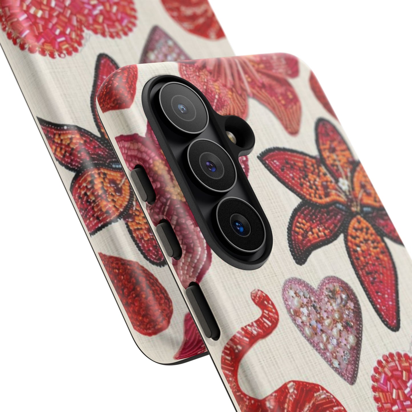 Floral & Heart Pattern Tough Case