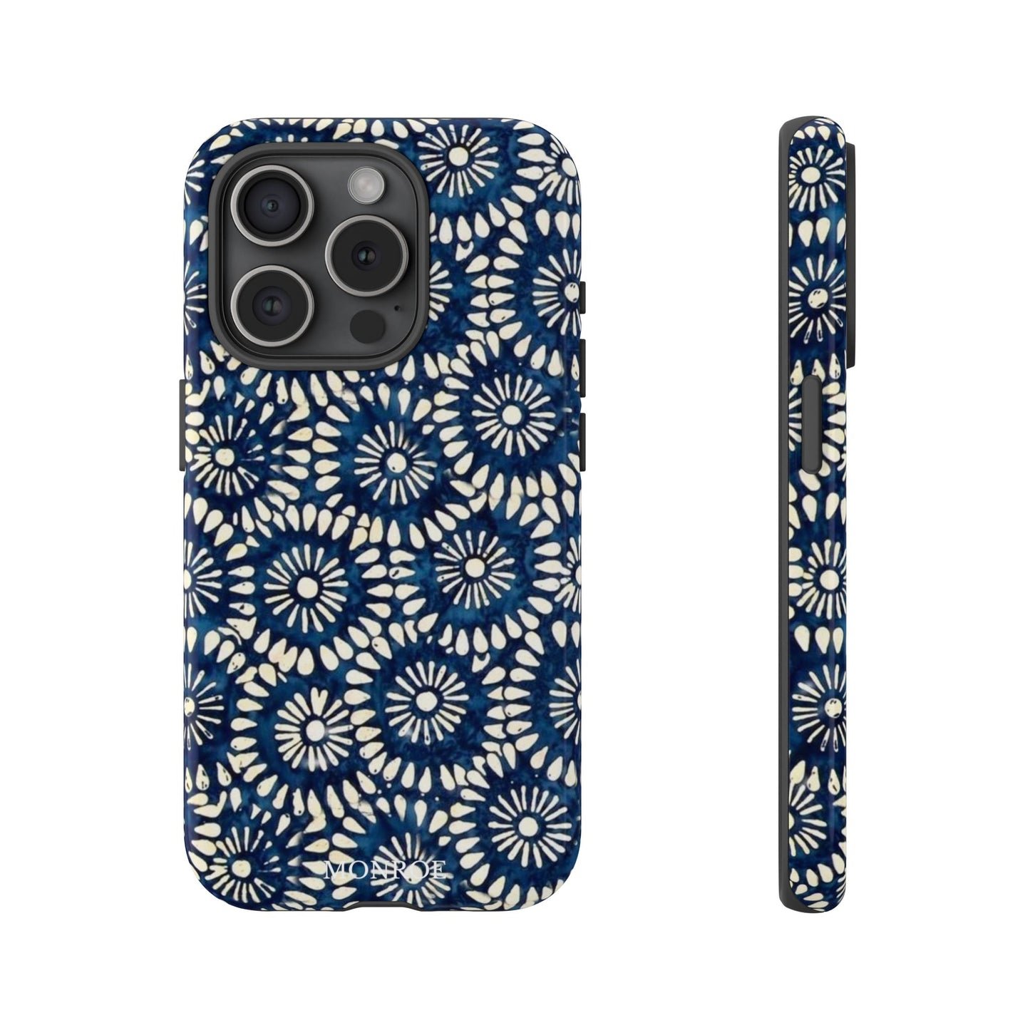 Navy Shibori Floral Tough Phone Case