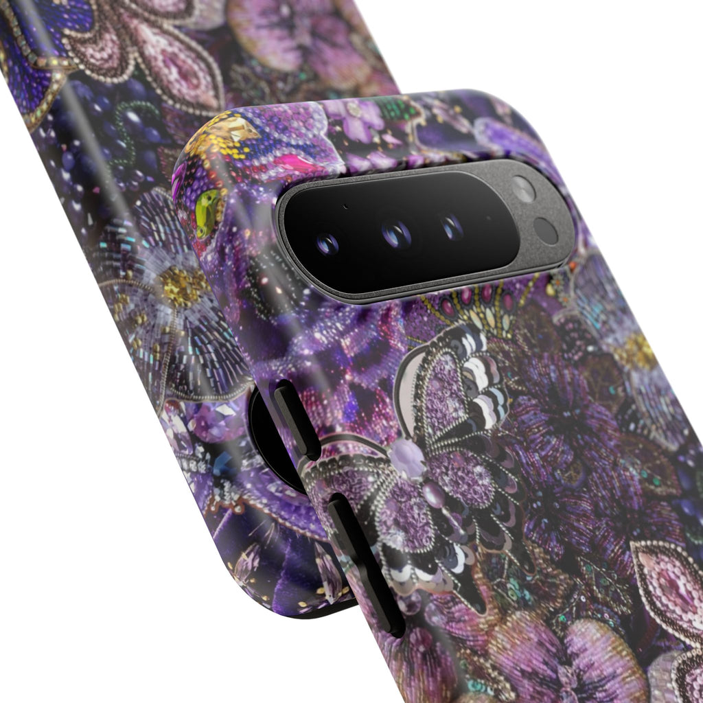 Purple Fleur-de-Lis Floral Tough Phone Case