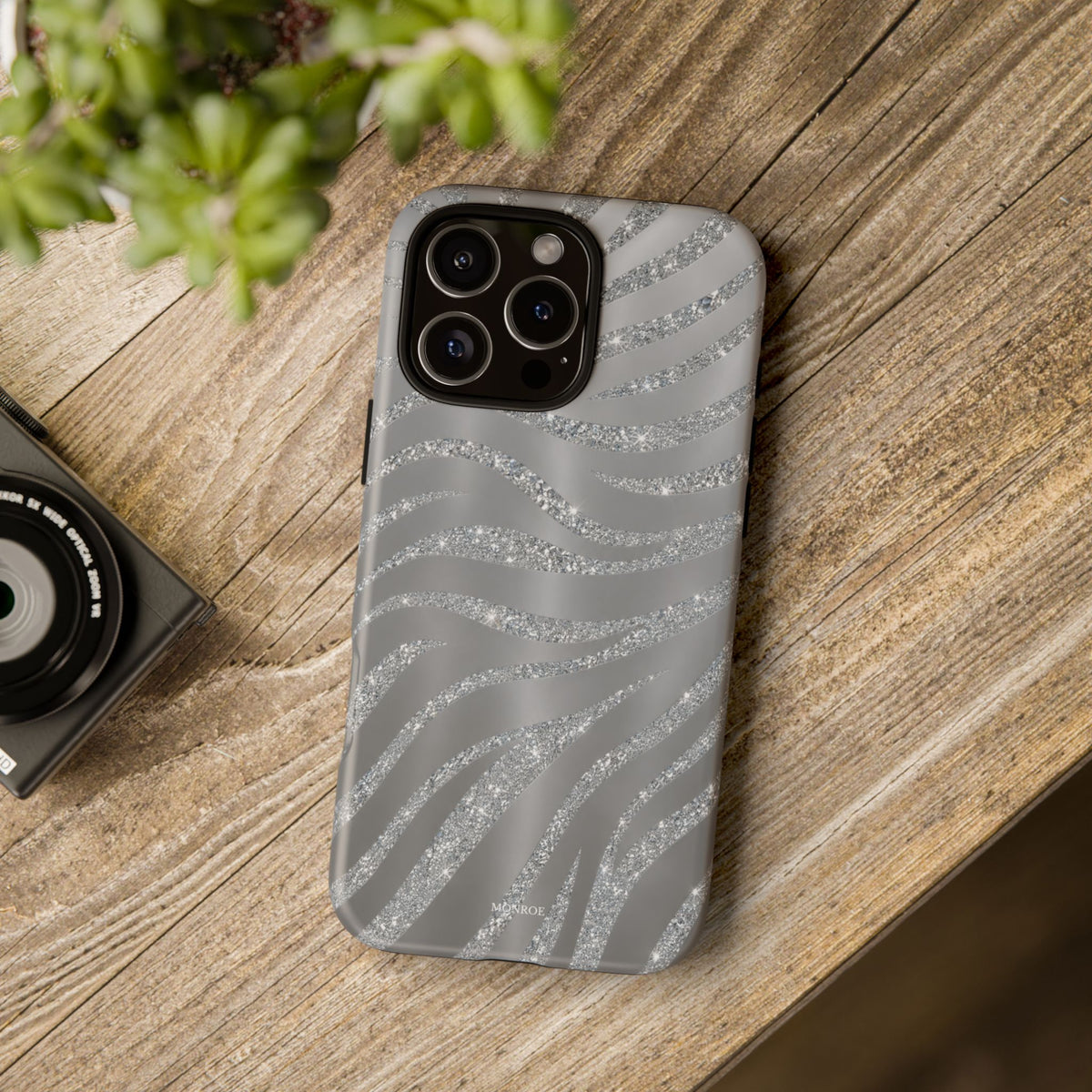 Silver Glitter Zebra Tough Case