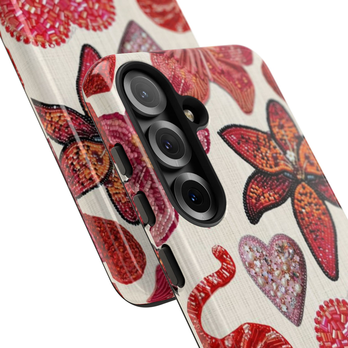 Floral & Heart Pattern Tough Case