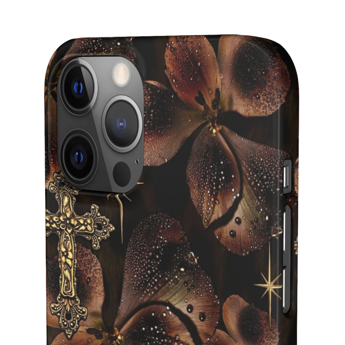 Brown Floral Cross Case