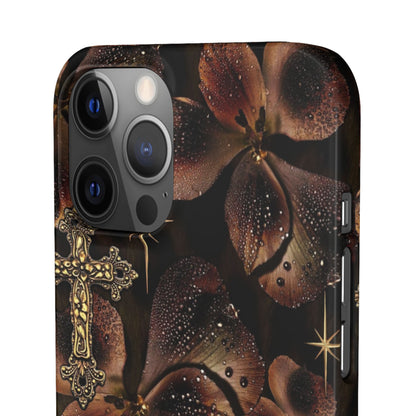 Brown Floral Cross Case