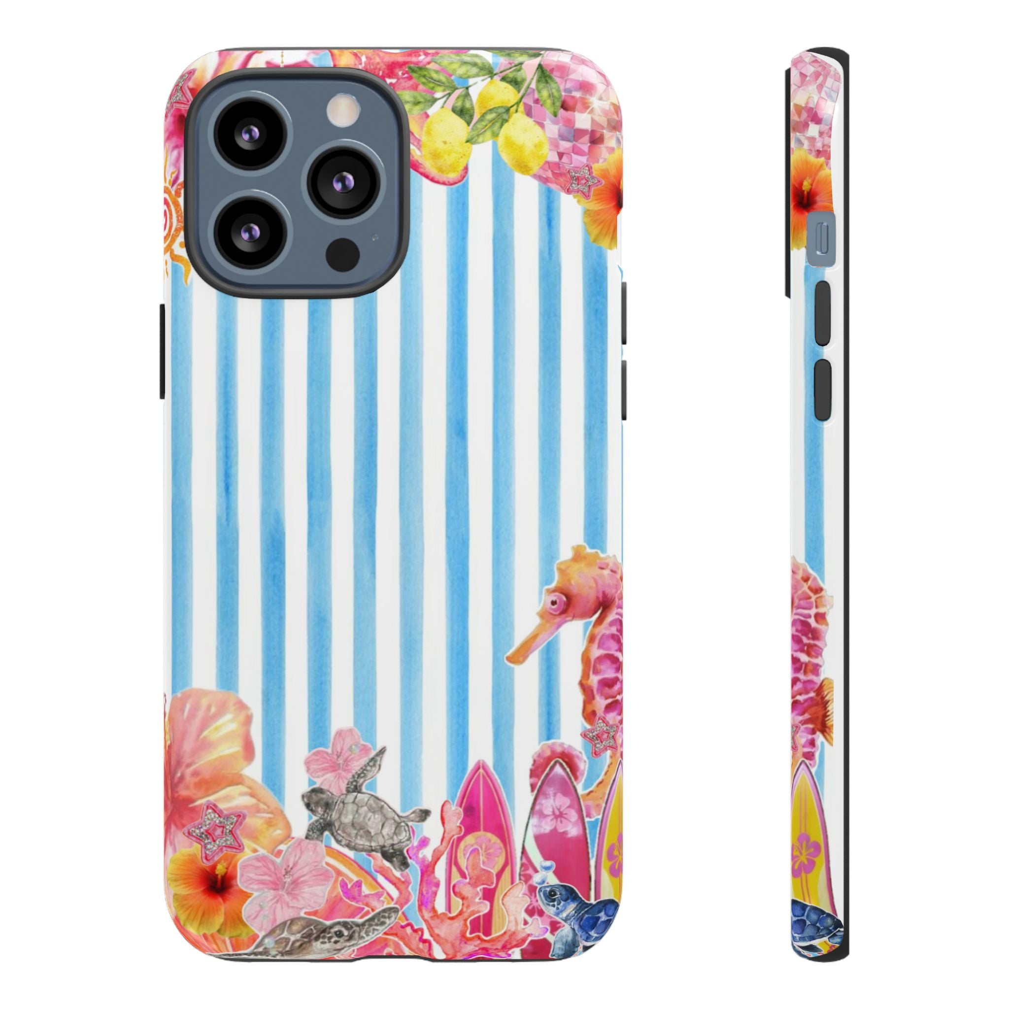 Beach Blue Striped Tough Phone Case