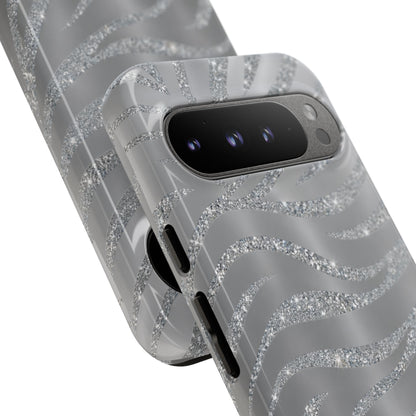 Silver Glitter Zebra Tough Case