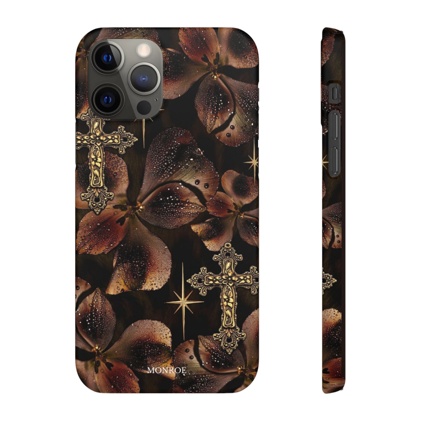 Brown Floral Cross Case