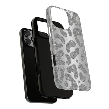 Silver Glitter Leopard Tough Case