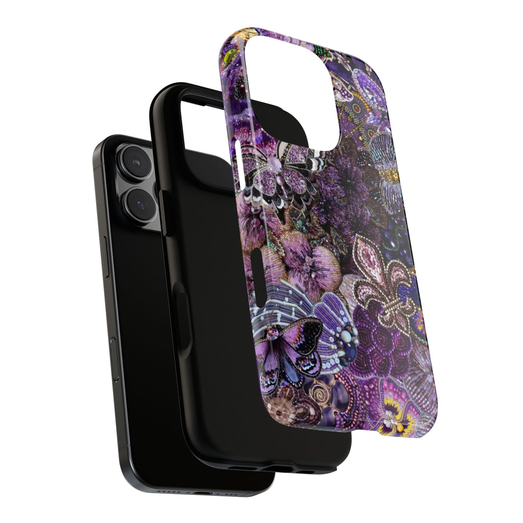 Purple Fleur-de-Lis Floral Tough Phone Case