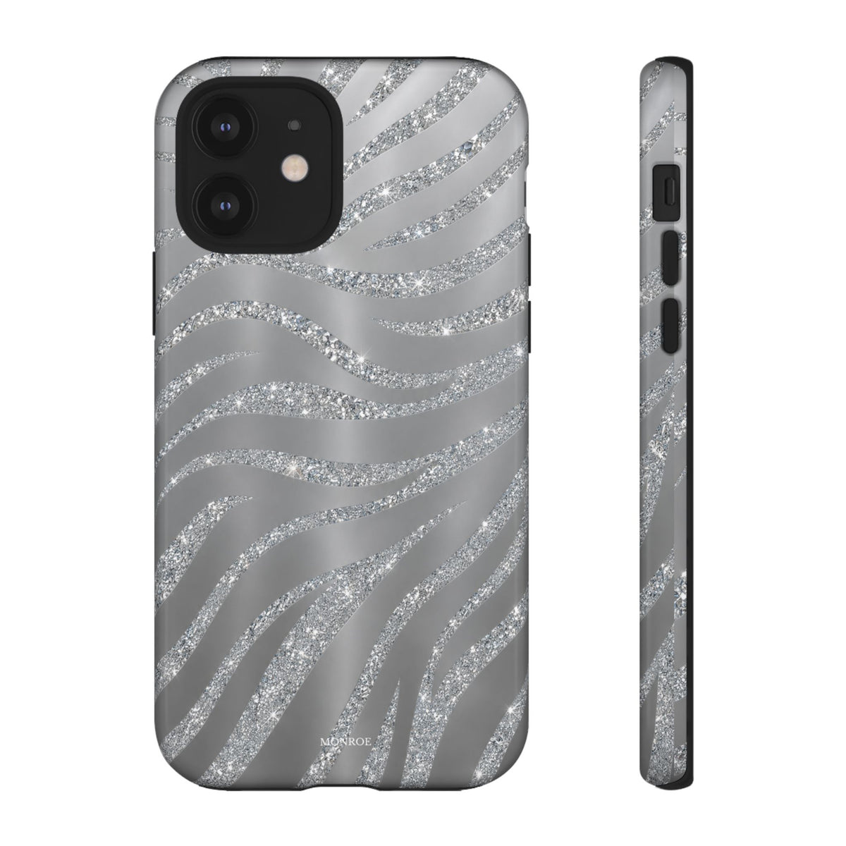 Silver Glitter Zebra Tough Case
